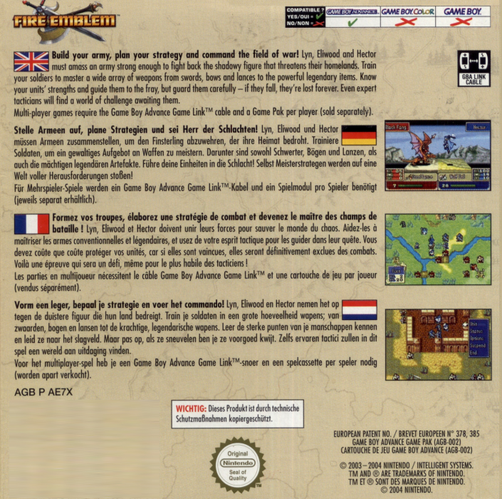 Fire Emblem — box-2D-back (EU)