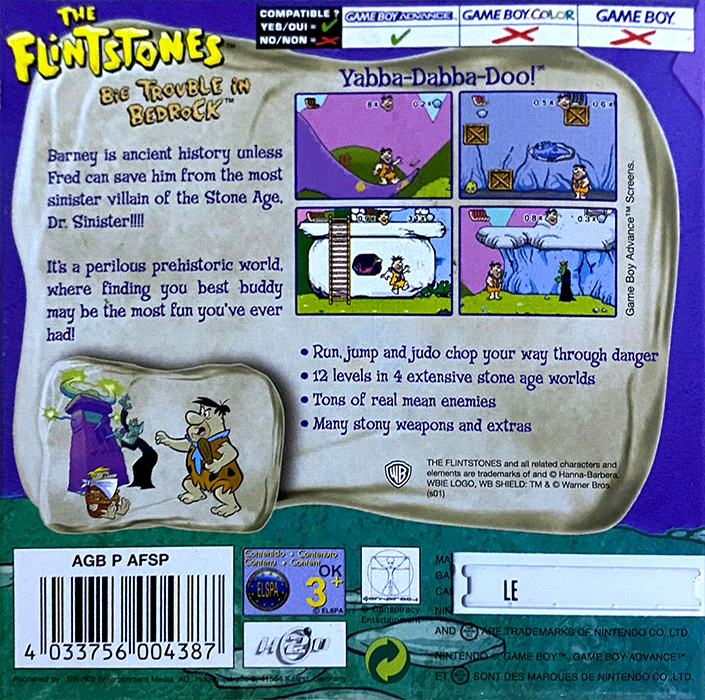 Flintstones - Big Trouble In Bedrock, The — box-2D-back (EU)