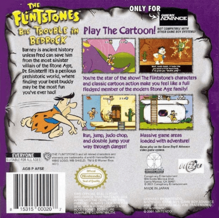 Flintstones - Big Trouble In Bedrock, The — box-2D-back (US)
