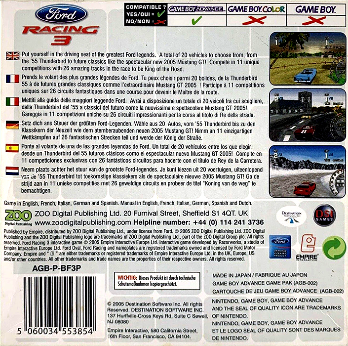 Ford Racing 3 — box-2D-back (EU)