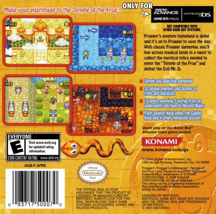 Frogger's Adventures - Temple of the Frog — box-2D-back (US)