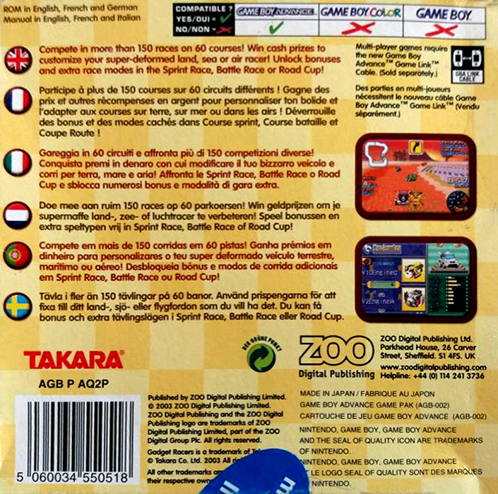 Gadget Racers — box-2D-back (EU)