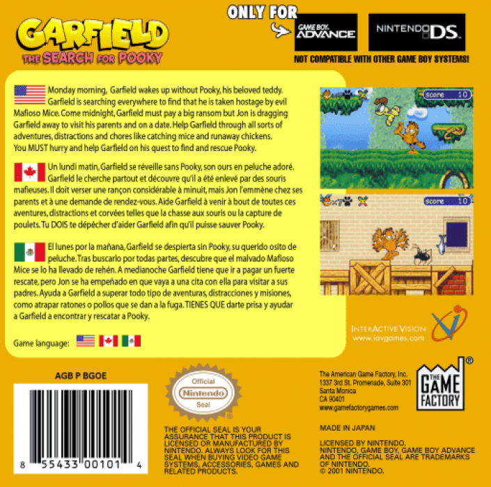 Garfield - The Search for Pooky — box-2D-back (US)