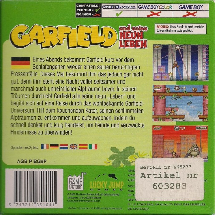 Garfield And His Nine Lives — box-2D-back (DE)