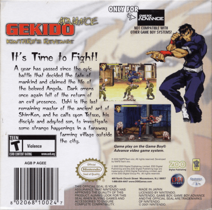 Gekido Advance - Kintaro's Revenge — box-2D-back (US)