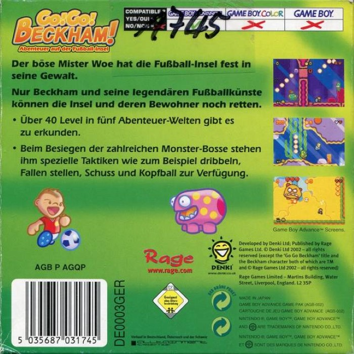 Go! Go! Beckham! - Adventure On Soccer Island — box-2D-back (DE)