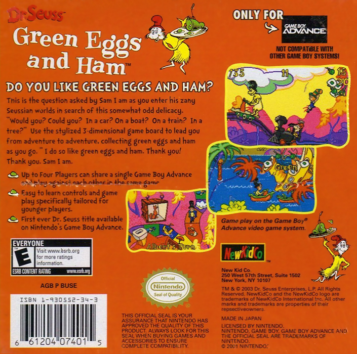 Dr. Seuss - Green Eggs and Ham — box-2D-back (US)