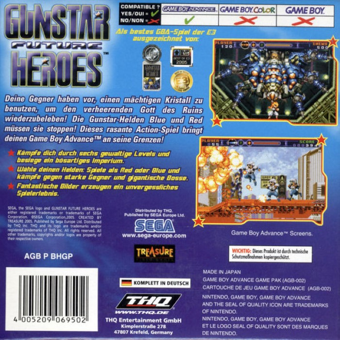 Gunstar Future Heroes — box-2D-back (DE)