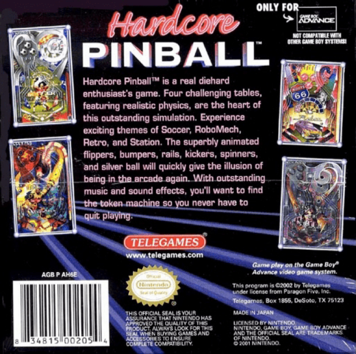 Hardcore Pinball — box-2D-back (US)