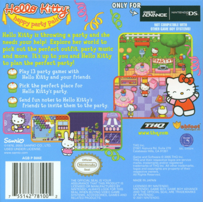 Hello Kitty - Happy Party Pals — box-2D-back (US)