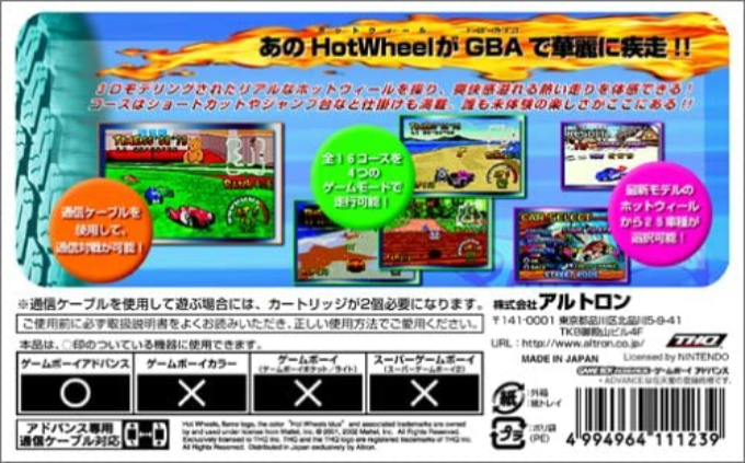 Hot Wheels - Burnin' Rubber — box-2D-back (JP)