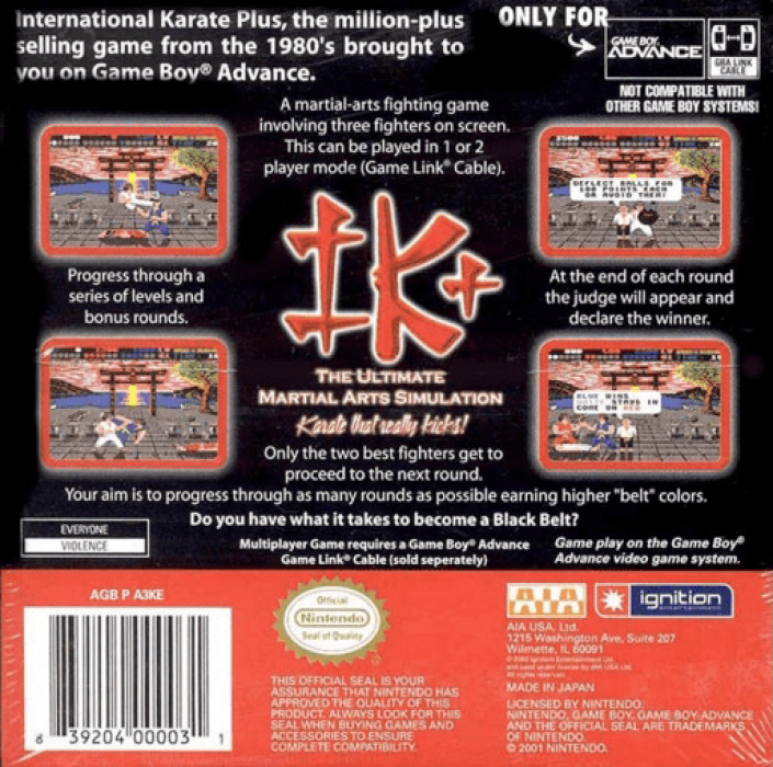 International Karate Plus — box-2D-back (US)