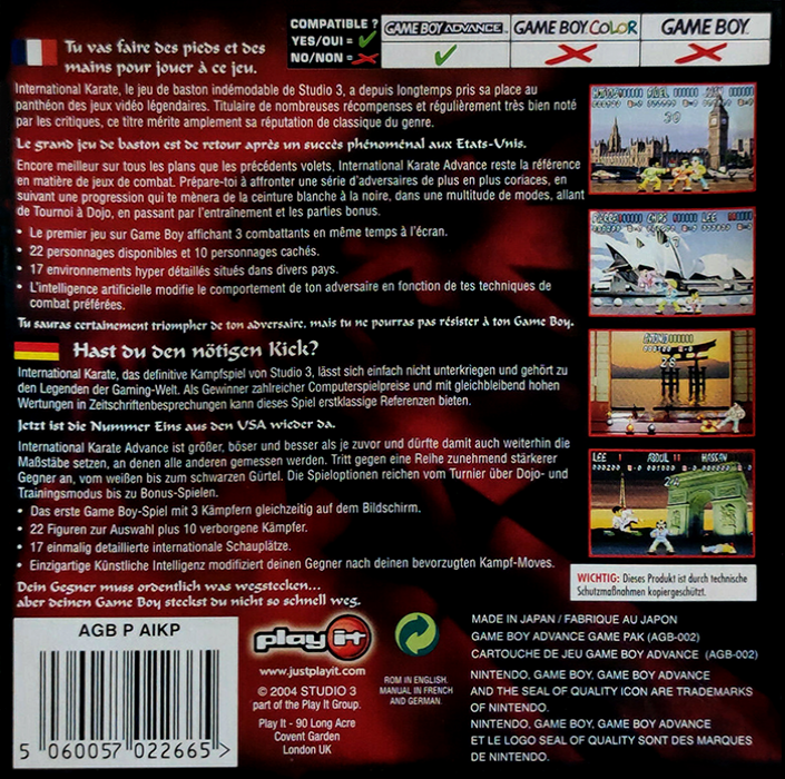 International Karate Advanced — box-2D-back (FR)
