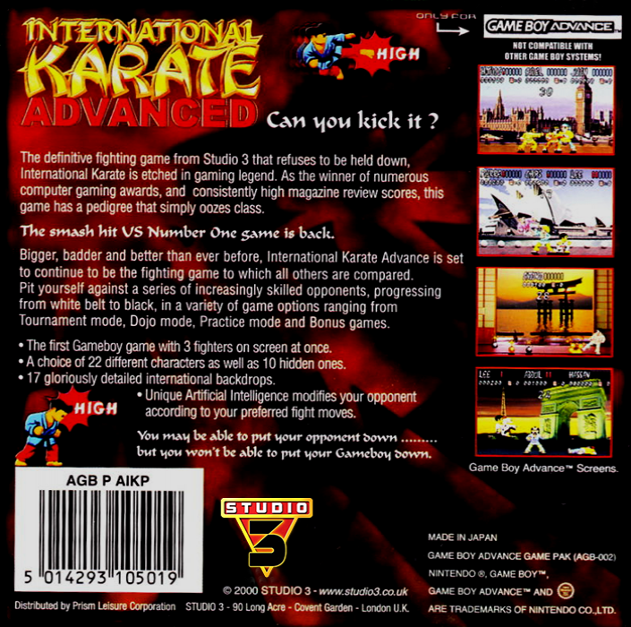 International Karate Advanced — box-2D-back (EU)
