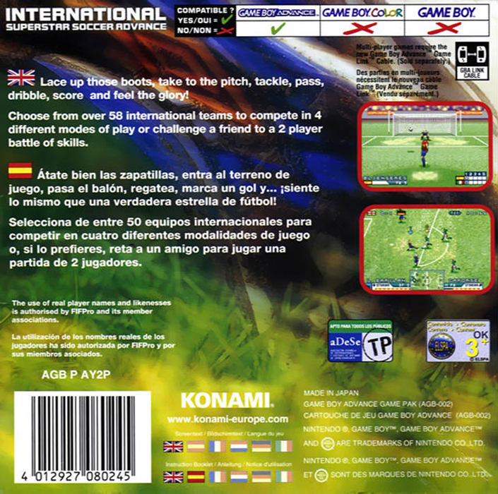 International Superstar Soccer Advance — box-2D-back (EU)