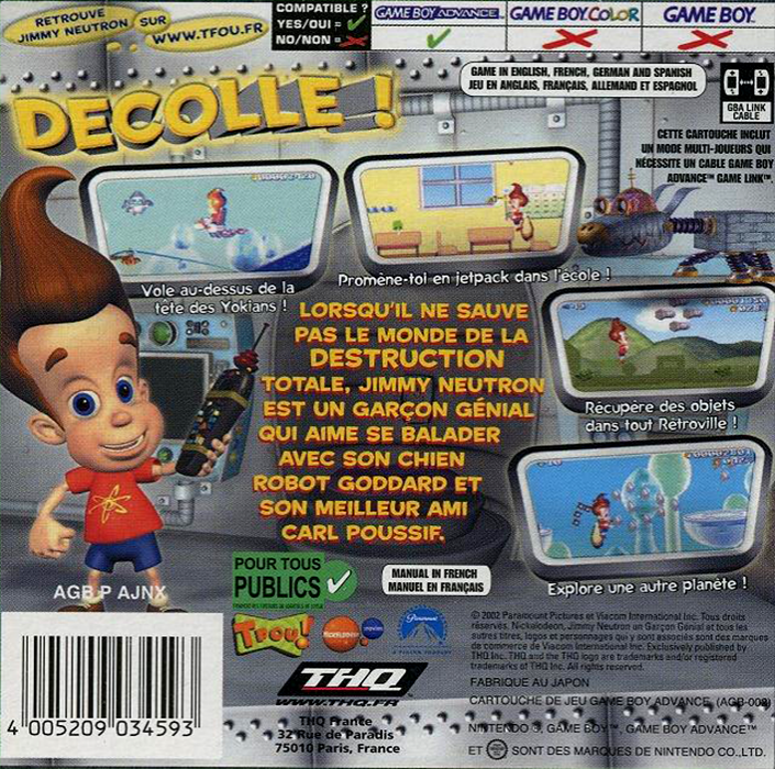 Jimmy Neutron - Boy Genius — box-2D-back (FR)