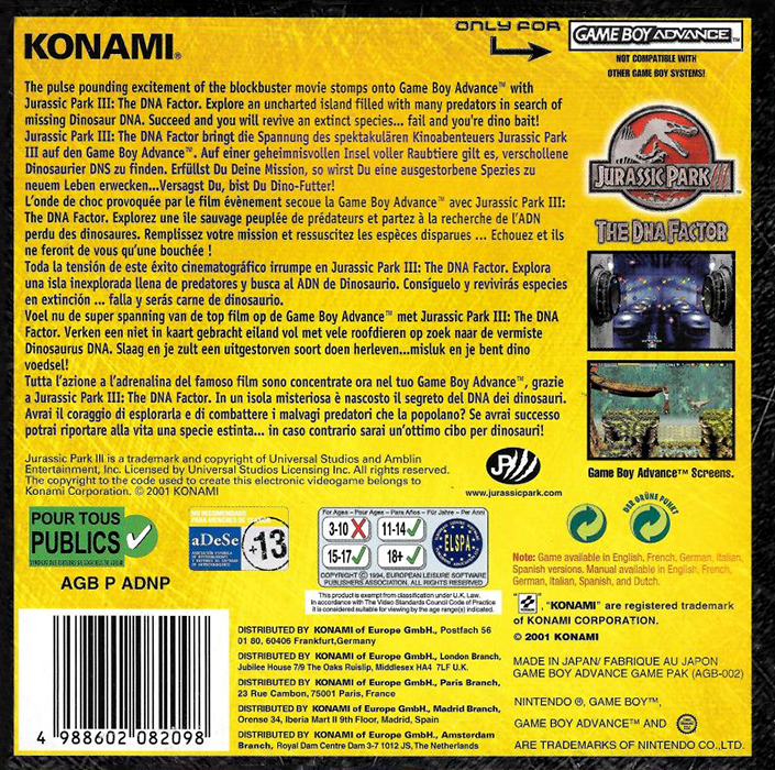 Jurassic Park 3 - The Dna Factor — box-2D-back (EU)