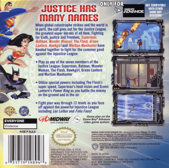 Justice League - Injustice For All — box-2D-back (US)