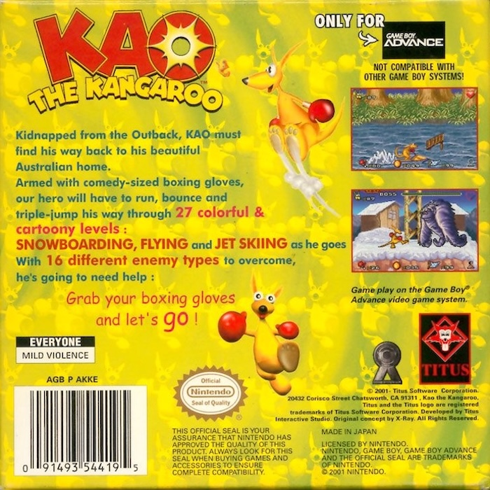 KAO the Kangaroo — box-2D-back (US)