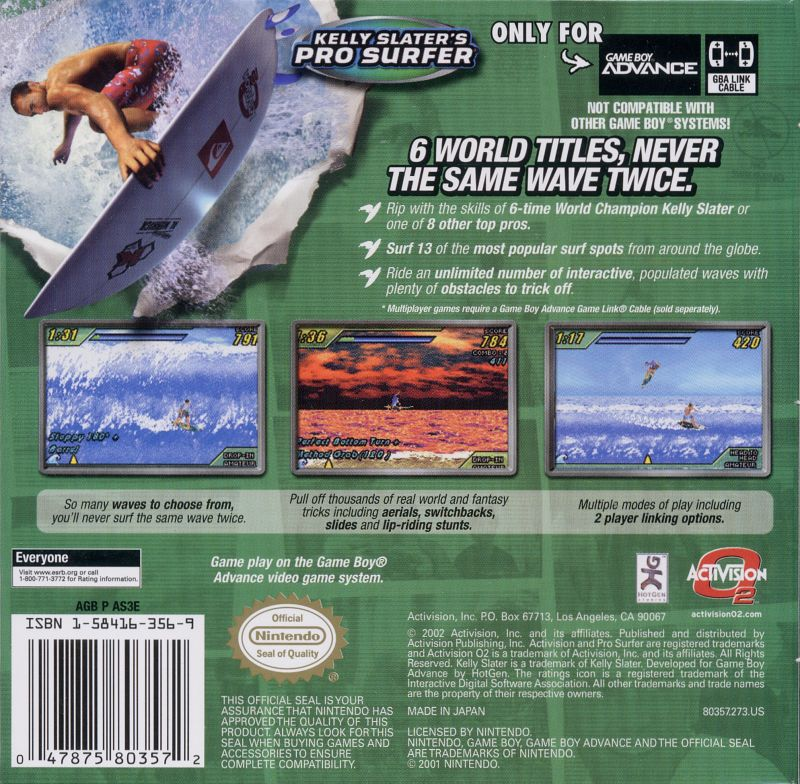 Kelly Slater's Pro Surfer — box-2D-back (US)