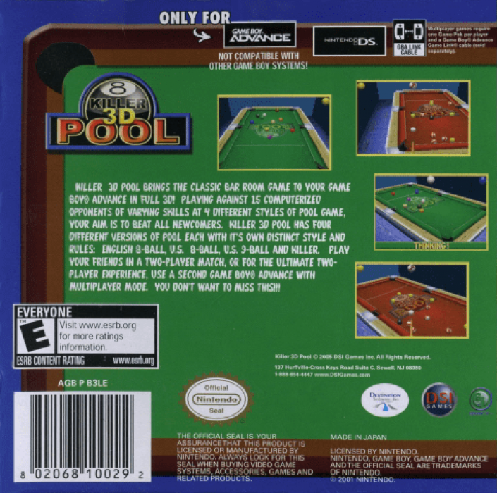 Killer 3d Pool — box-2D-back (US)