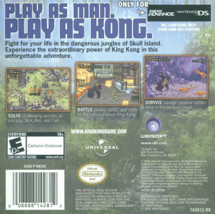King Kong - The Official Game of the Movie — box-2D-back (US)