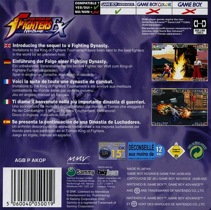 King Of Fighters Ex - Neoblood, The — box-2D-back (EU)