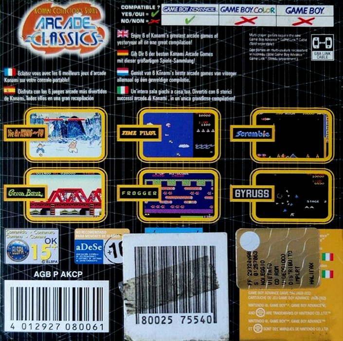 Konami Collector's Series - Arcade Classics — box-2D-back (EU)