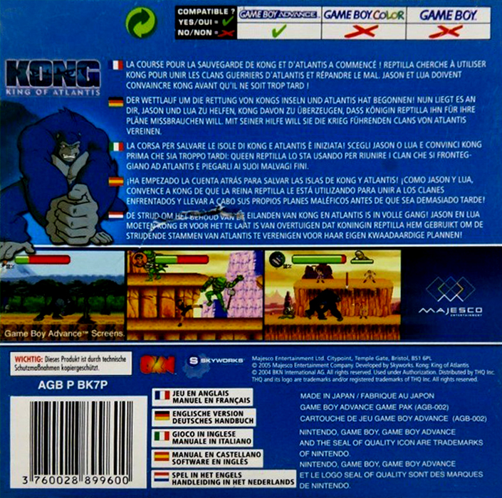 Kong - King In Atlantis — box-2D-back (EU)