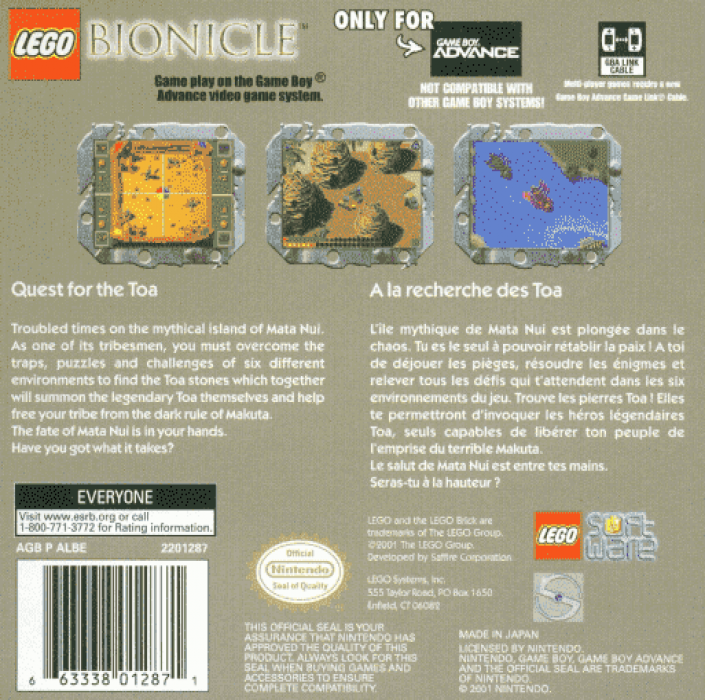 Lego Bionicle — box-2D-back (US)