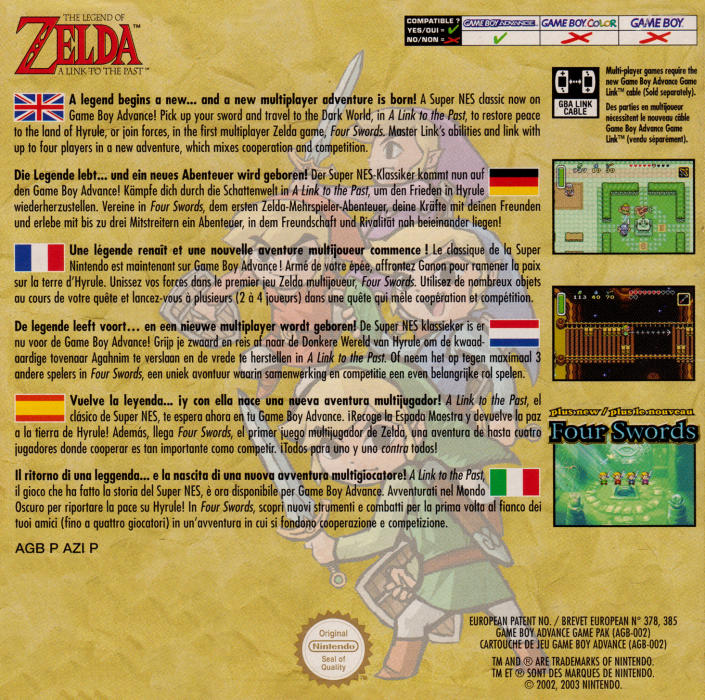 Legend Of Zelda A Link To The Past, The — box-2D-back (EU)