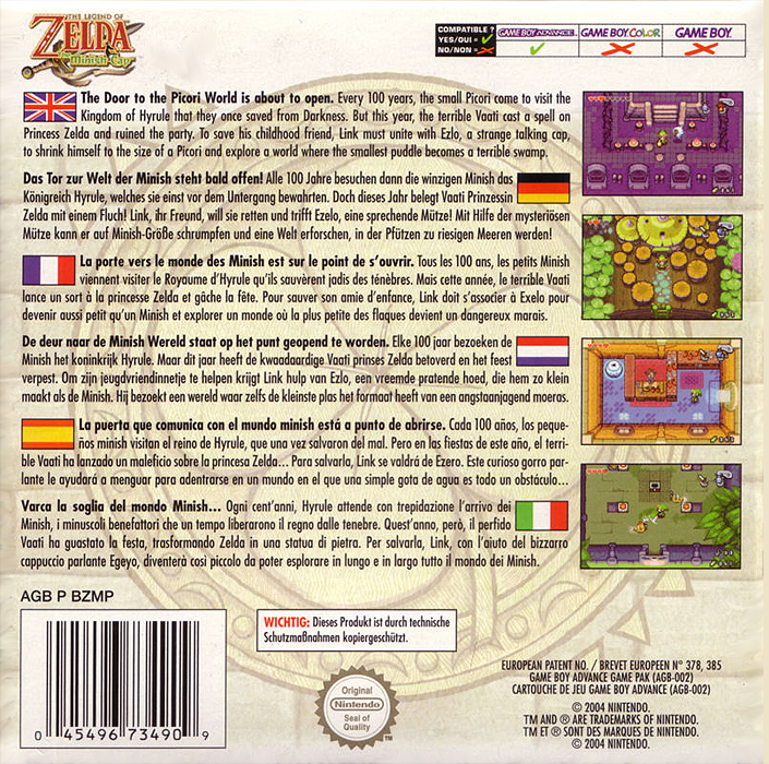 Legend Of Zelda - The Minish Cap, The — box-2D-back (EU)