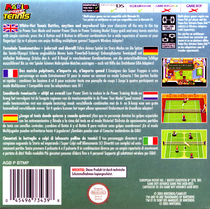 Mario Power Tennis — box-2D-back (EU)