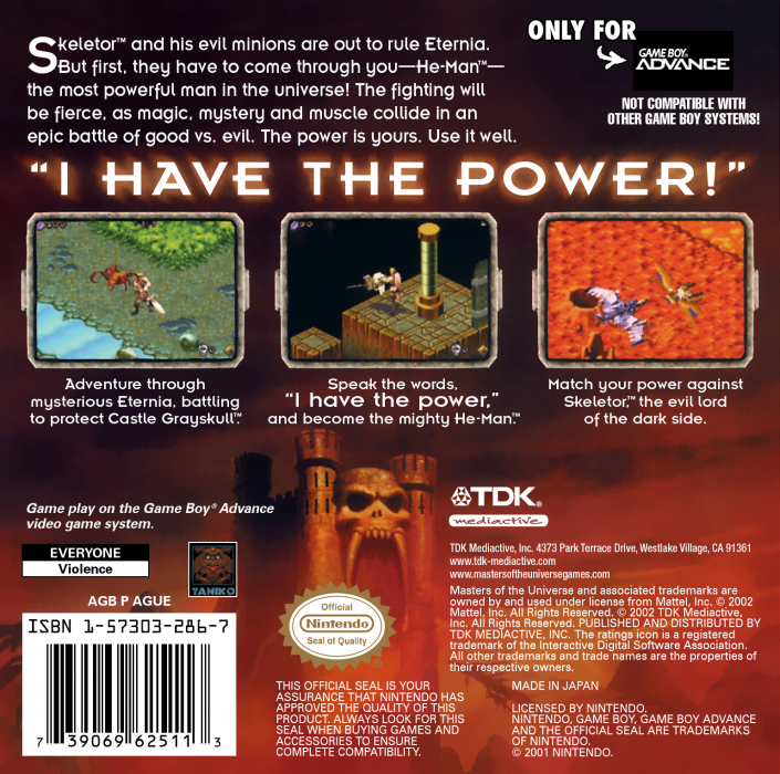Masters Of The Universe He-man - Power Of Grayskull — box-2D-back (US)