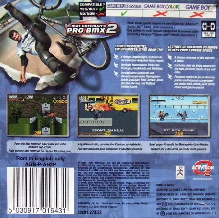 Mat Hoffman's Pro Bmx 2 — box-2D-back (EU)