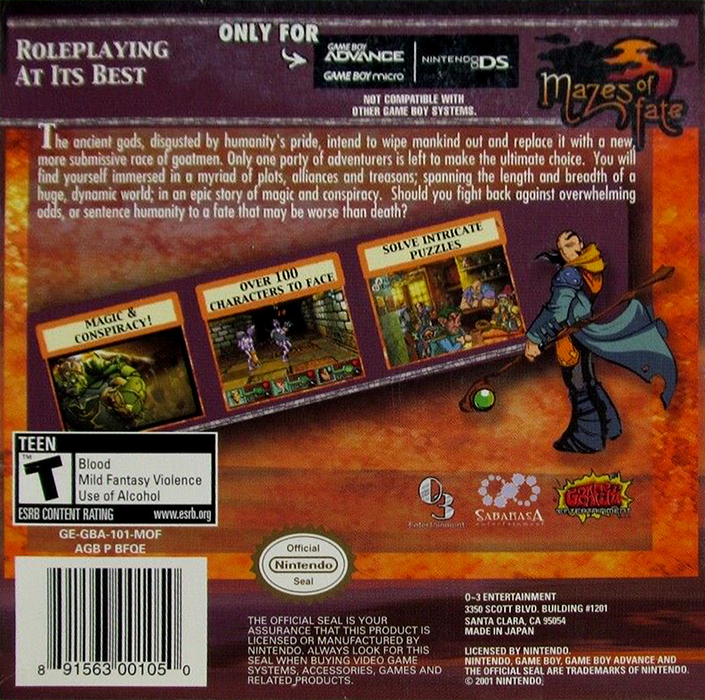 Mazes Of Fate — box-2D-back (US)