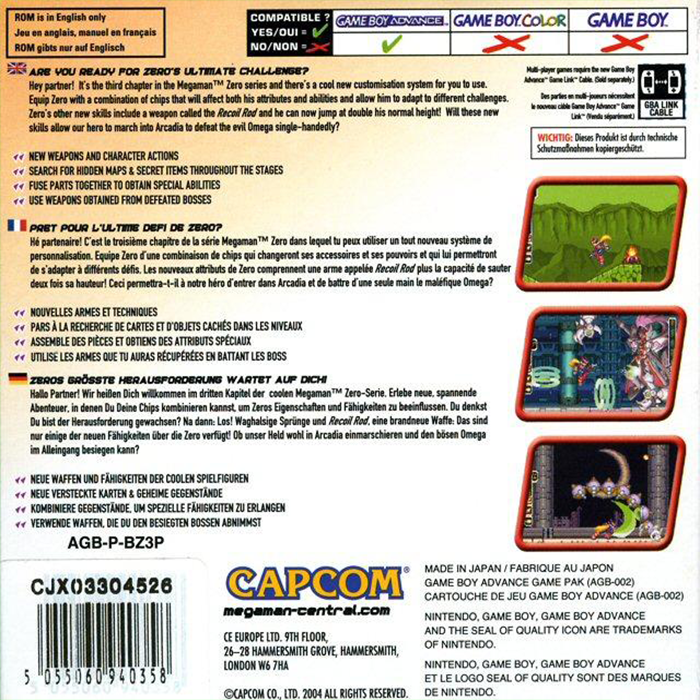 Mega Man Zero 3 — box-2D-back (EU)