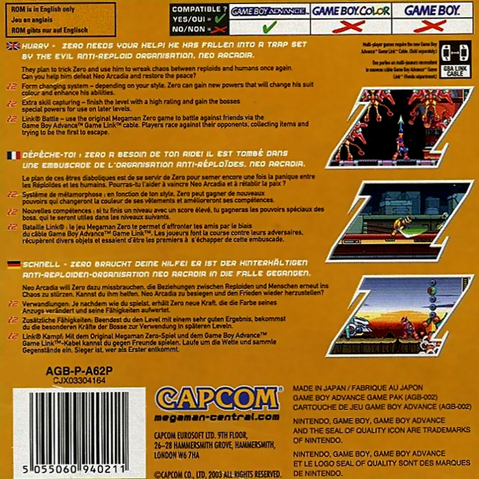 Mega Man Zero 2 — box-2D-back (EU)