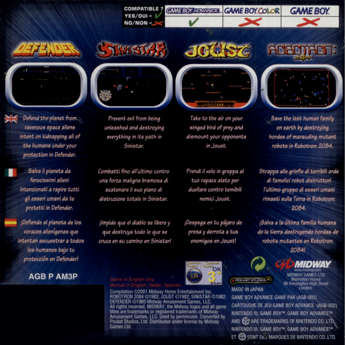 Midway's Greatest Arcade Hits — box-2D-back (EU)