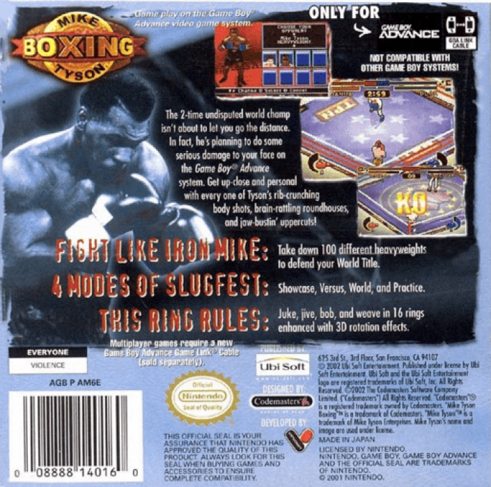 Mike Tyson Boxing — box-2D-back (US)