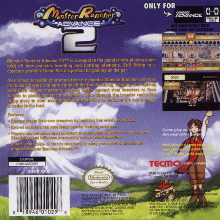 Monster Rancher Advance 2 — box-2D-back (US)