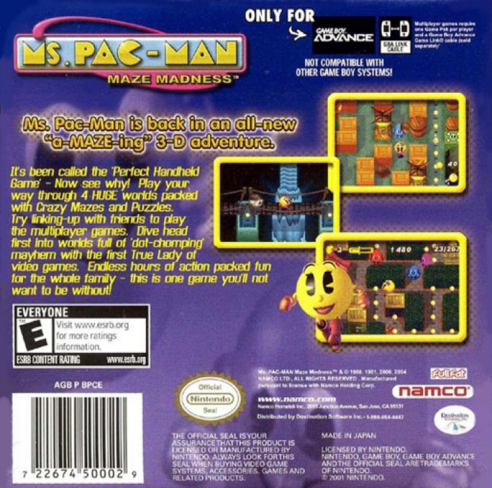 Ms. Pac-man - Maze Madness — box-2D-back (US)