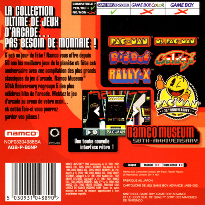 Namco Museum 50th Anniversary — box-2D-back (FR)