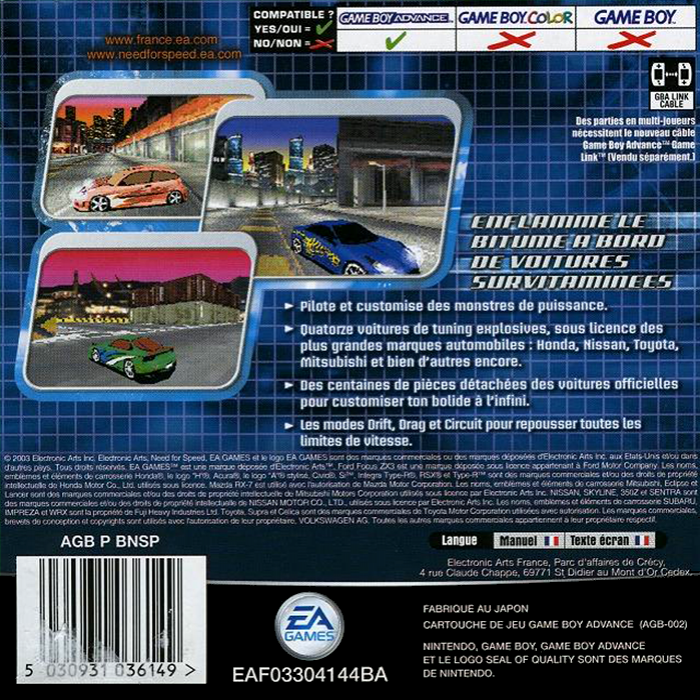 Need for Speed - Underground — box-2D-back (FR)