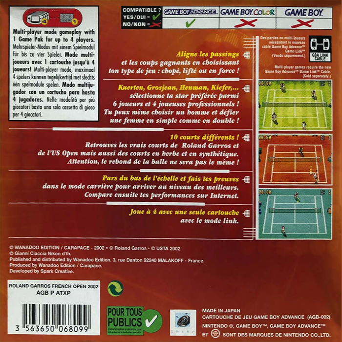 Next Generation Tennis — box-2D-back (FR)