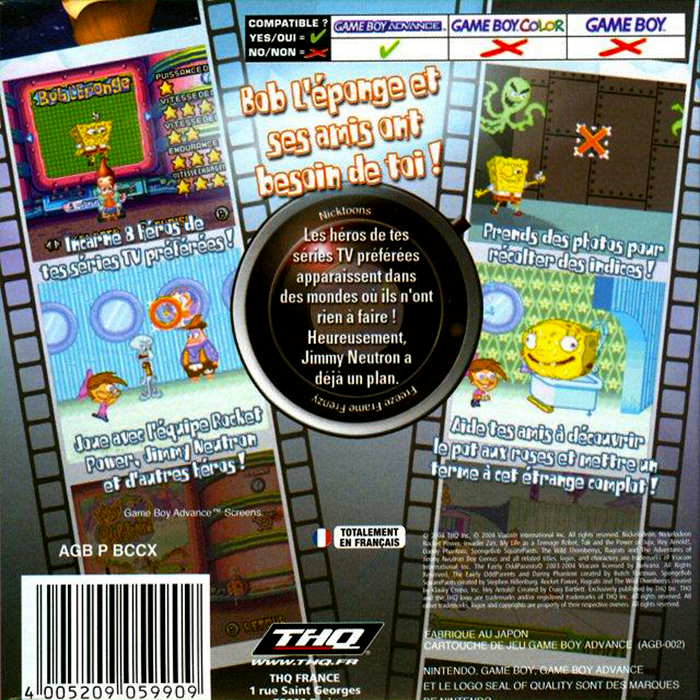 SpongeBob SquarePants and Friends in Freeze Frame Frenzy — box-2D-back (FR)