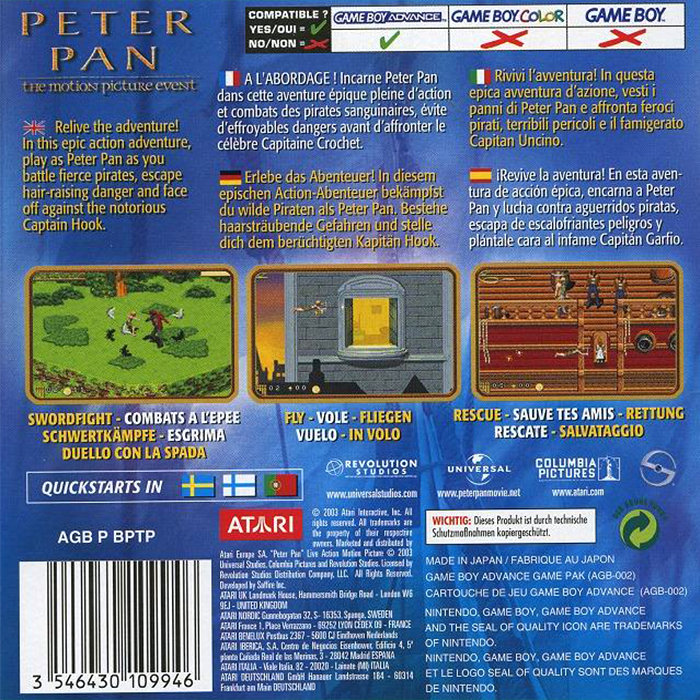 Peter Pan - The Motion Picture Event — box-2D-back (EU)