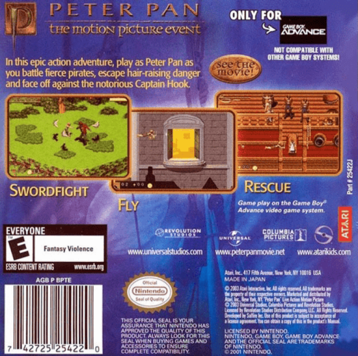 Peter Pan - The Motion Picture Event — box-2D-back (US)
