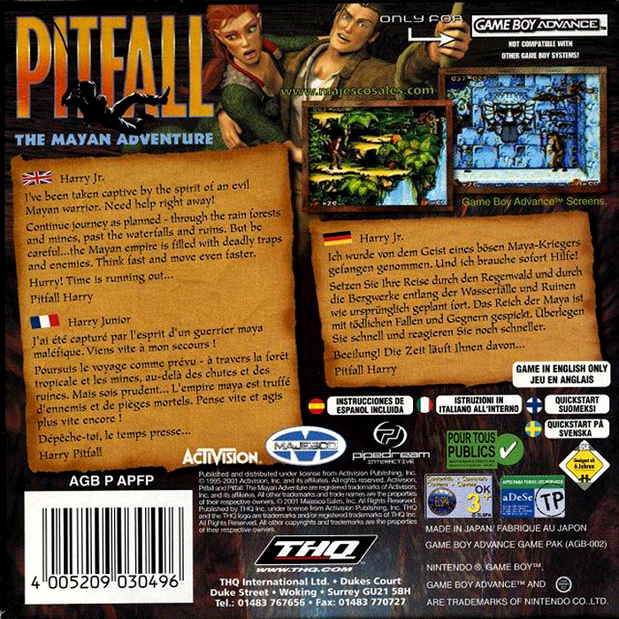 Pitfall - The Mayan Adventure — box-2D-back (EU)