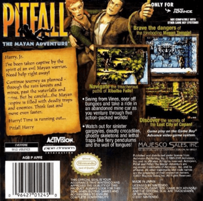 Pitfall - The Mayan Adventure — box-2D-back (US)